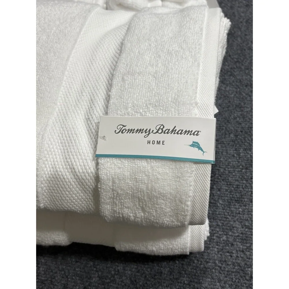 Tommy Bahama 9 Piece Premium Cotton Bath Towel Set Solid White NEW
